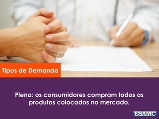 Plena: os consumidores compram todos os
produtos colocados no mercado.
Tipos de Demanda
 