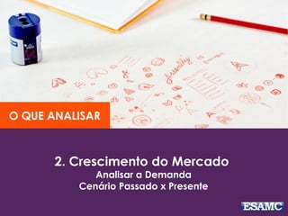 2. Crescimento do Mercado
Analisar a Demanda
Cenário Passado x Presente
O QUE ANALISAR
 