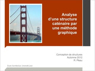 Analyse 
d’une structure 
caténaire par 
une méthode 
graphique 
Conception de structures 
Automne 2012 
R. Pleau 
École d’architecture, Université Laval 
 