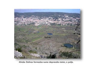 Dolina

Dolina

Minde: Dolinas formadas numa depressão maior, o polje.

 