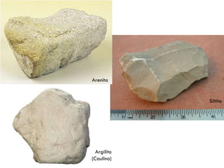 Arenito

Siltito

Argilito
(Caulino)

 