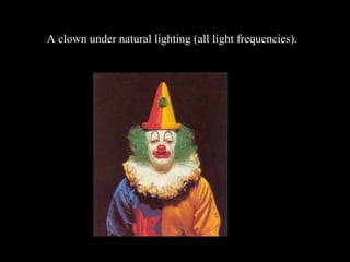 A clown under natural lighting (all light frequencies).

 