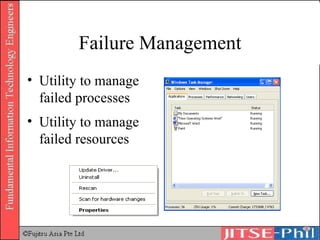 Failure Management Utility to manage failed processes Utility to manage failed resources 