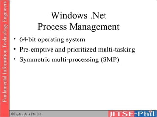 Windows .Net Process Management 64-bit operating system Pre-emptive and prioritized multi-tasking Symmetric multi-processing (SMP) 