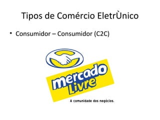 Tipos de Comércio Eletrônico
• Consumidor – Consumidor (C2C)
 