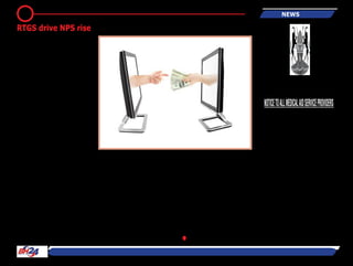 BH24 Reporter
HARARE – The value of trans-
actions processed through the
National Payment Systems
(NPS) increased to $1,1 billion
in the week ending January 29,
2016 up from $975,52 million in
the prior week mainly due to a
higher number of transactions
processed through the Real Time
Gross Settlement (RTGS) sys-
tem.
According to a weekly economic
update by the Reserve bank of
Zimbabwe, RTGS transactions
soared 82,70 percent to $968,73
million up from $791,28 million
registered in the previous week.
Mobile based transactions
increased by 7,58 percent stood
at $4,3 million as compared to
$4,1 million in the prior week.
The mobile transactions
accounted for 3 percent of the
total value of transactions pro-
cessed.
Transactions processed through
Automated Teller Machines and
Point of Sale accounted for 6,10
percent and 3,38 percent of NPS
transactions processed in the
period under review period at
$71,4 million and $39,6 million
respectively.
Meanwhile, during the period
under review, commercial
banks’ weighted lending rates
for individuals and corporate
clients declined marginally to
12,08 percent and 7,38 percent,
respectively.
Savings deposit rates remained
unchanged at 3,20 percent dur-
ing the period under review.
Average rates for deposits of
one-month and three-month
tenors, however, decreased from
6,91 percent and 7,22 percent in
the previous week, to close the
week under review at 6,90 per-
cent and 7,21 percent, respec-
tively.
.●
8 news
RTGS drive NPS rise
 