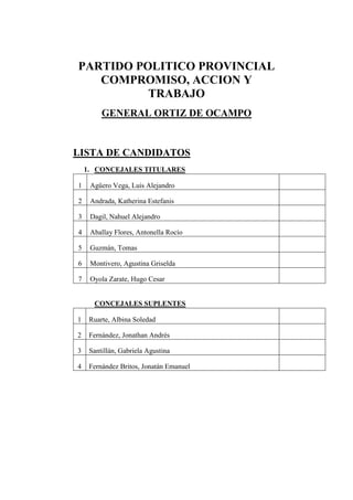 Elecciones La Rioja 2023: Candidatos Ortiz de Ocampo