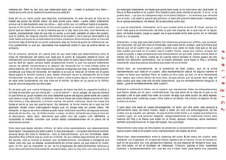 meterse ahí. Pero no hay sino que observarlo para ver, —usted lo subrayó muy bien—,            ha explicado totalmente; es hasta que punto esta cosa, si no fuera sino es o ¡acá está!, el
hasta que punto es en estado de ausencia que está ahí.                                         Rey y la Reina están en el cuadro. Eso bastaría para darle interés al asunto. A la luz, si se
                                                                                               puede decir, —ya que no trabajamos aquí en el plano fotópico—, no tenemos que vérnosla
Está ahí en un cierto punto que describo, precisamente, en esto de que se toca en la           con el color. Los reservo para el año próximo, si este año próximo debe existir, trabajamos
huella del punto de donde viene, de este punto para usted, —para usted solamente,              en el campo escotópico, en efecto, en la penumbra como acá.
porque ya lo dije bastante para los otros—, este punto que no califiqué hasta el presente,
que es el otro punto de presencia, el otro punto sujeto en el campo del cuadro, que es este    Lo que es importante, interesante, es lo que sucede entre el punto S virtual, porque no
punto que se determina, no de la manera que se lo dije hace una rato, sino teniendo en         sirve más que a la construcción de todo lo que nos importa, es lo que hay en la figura,
cuenta, precisamente, esto de que hay un punto, y uno sólo, paralelo al plano del cuadro,      pero, de todos modos, juega su papel, es lo que sucede entre este punto, en el intervalo
que no podría, de ninguna manera inscribirse en el cuadro y es lo que ya hace saltar a la      entre él y la pantalla.
vista hasta qué punto es problemática la primera presencia del punto ese sobre la línea del
horizonte bajo la forma de un punto cualquiera, bajo su forma de punto de indiferencia, es,    Ahora bien, si hay algo que este cuadro nos impone es gracias a un artificio, que es aquel,
muy justamente, lo que por naturaleza nos suspende sobre lo que se podría llamar su            por otra parte, del que les rindo el homenaje, que usted partió, a saber, que lo primero que
primacía.                                                                                      dijo es que en el cuadro hay un cuadro y pienso que usted no duda más que yo de que
                                                                                               este cuadro que está en el cuadro sea el cuadro mismo, aquel que vemos, aunque ahí
Por el contrario, teniendo en cuenta esto de que esta línea que determinamos como la           usted se preste a dejar perpetuarse esta interpretación de que este cuadro donde hace el
línea de intersección del plano que pasa por el punto S, supuesto desde el inicio, de          retrato del Rey y la Reina. Usted se da cuenta habría tomado el mismo cuadro de tres
intersección con el plano soporte, que esta línea sobre el plano figura tiene una traducción   metros con dieciocho centímetros, con el mismo armazón, para hacer el Rey y la Reina
que es fácil de captar, porque basta simplemente invertir lo que nos pareció totalmente        solamente, esos dos pobres boluditos que están ahí en el fondo.
natural de admitir concerniente a la relación del horizonte con la línea infinita sobre el
plano soporte, ahí, en la otra disposición, aparece enseguida que esto, si ustedes quieren,    Ahora bien, es precisamente, de la presencia de este cuadro, que es la única
constituye una línea de horizonte, en relación a la cual la línea en el infinito en el plano   representación que está en el cuadro, esta representación satura de alguna manera el
figura jugará la función inversa y que, desde entonces, es en la intersección de la línea      cuadro en tanto que realidad. Pero, el cuadro es otra cosa, ya que, no se lo demostraré
fundamental, es decir, del punto donde el cuadro corta el plano figura, en la intersección     hoy, espero que vuelva dentro de ocho días, porque pienso que se puede decir algo de
de esta línea fundamental con esa línea en el infinito, es decir en un punto en el infinito    este cuadro que vaya más allá de esta observación, que es verdaderamente inaugural, a
que se ubica el segundo ojo del sujeto.                                                        saber, ¿qué es verdaderamente, este cuadro?.

Es de este polo que vuelve Velázquez, después de haber hendido su pequeña multitud, y          Subrayé lo suficiente la última vez el espacio que representan todas las interpretaciones
la línea de escisión que se marca ahí —¿no es cierto?— de su pasaje, de alguna manera          que fueron dadas por él, pero, evidentemente, hay que partir de la idea de lo que no es
lo que forma su grupo modelo nos dice bastante que es de alguna parte fuera del cuadro         ocultado y de lo que usted hizo valer la función de algo que está oculto, de carta tapada,
que viene a surgir aquí. Esto, lo lamento, me hace tomar las cosas desde el punto de vista     para forzarlo a dar vuelta las suyas y Dios sabe si, en efecto, los críticos no dejaron de dar
más teórico y más abstracto; y la hora avanza. No podré, entonces, llevar las cosas hoy        vuelta sus cartas.
hasta el punto al que las quería llevar. No obstante, la forma misma de lo que me fue
aportado recién como interrogación exigía que yo ponga esto en primer plano. No                Y para decir una serie de cosas extravagantes, no tanto, por otra parte, esto alcanzó a
obstante, si alguno de entre ustedes puede hacer todavía el sacrificio de algunos minutos      aproximarlos para, de todos modos, llegar a saber por qué sus extravagancias, de las
después de las dos, voy, de todos modos, a pasar, es decir, tomando las cosas al nivel de      cuales una es aquella, por ejemplo, de que el pintor pinta frente a un espejo que estaría en
la descripción, debo decir, fascinante que usted hizo del cuadro LAS MENINAS, a                nuestro lugar, es una solución elegante, desgraciadamente va totalmente contra esta
mostrarles el interés concreto que toman estas consideraciones en el plano de la               historia del Rey y la Reina que están en el fondo, porque, entonces, sería necesario
descripción misma.                                                                             también que estuvieran en el lugar del espejo, hay que elegir.

Está claro que desde siempre críticos, en tanto como espectadores, son absolutamente           Resumiendo toda clase de dificultades se presentan si simplemente podemos mantener
fascinados, inquietados por este cuadro. El día que alguien —no quiero decirles el nombre,     que el cuadro está en el cuadro como representación del objeto de amor.
aunque tengo ahí toda la literatura— hizo el descubrimiento, que era formidable, estos
pequeños Rey y Reina que se veían en el fondo, de que estaba seguramente ahí la clave          Ahora bien, esta problemática entre la distancia del punto S del plano del cuadro, está,
del asunto, todo el mundo lo aclamó, que verdaderamente, formidable e inteligente era          hablando con propiedad, en la base del efecto captativo de la historia. Es en la medida en
haber visto eso que no estaba, evidentemente en primer plano, ya que está en el fondo,         que no es una obra con una perspectiva habitual, es una especie de tentativa loca, que,
pero, en fin, que es imposible no ver, se ha progresado de descubrimientos heroicos a          por otra parte, no es el privilegio de Velázquez. Conozco, gracias a Dios, bastantes
otros descubrimientos diversamente sensacionales, pero no hay sino una cosa que no se          pintores, y fundamentalmente uno, que les voy a hacer notar para darles una pequeña
 