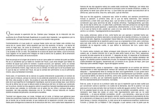 hiancia de las dos agujeros sobre los cuales está construida. Restituye, con estos dos
                                                                                                agujeros, la abertura de lo que definimos al principio como la b anda cilíndrica, a saber, lo
                                                                                                que pienso no tener que volver ahí hoy —y que todos los que están acá estuvieron allí la
                                                                                                última vez, para los otros, Dios mío, tanto peor, que se informen.

                                                                                                Dije que los dos agujeros, cualquiera sea, sobre la esfera, son siempre concéntricos,
                                                                                                incluso si parecen, a primera vista, ser lo que se llama exteriores. Son siempre
                                                                                                concéntricos y crean esto que dibujo aquí, que se llama la banda, que llamaremos por
                                  12 de Enero de 1966                                           convención aquí para servirnos de allá, la banda cilíndrica. Topológicamente, que esto
                                                                                                sea, se los dije la última vez, un jade chato y perforado; todo eso porque es una figura bajo
                                                                                                la cual esta banda puede aparecer, y aparecerse, efectivamente, y no sin razón, en el arte,
                                                                                                o en lo que se llama el arte, puede ser, pues a la vez, esta forma chata, perforada en el
                                                                                                centro o un cilindro. Topológicamente es equivalente.

Q    uiero saludar la aparición de los Cahíers pour l'analyse, de la intención de mis           Una vuelta, entonces, sobre el toro, corte hecho así, por ejemplo o también hecho así,
auditores de la École Normale Supérieure no puedo decir bastante. Las agradezco por la          tiene simplemente por efecto reenviarlo a la estructura de la banda cilíndrica y no revela en
colaboración, por esta presencia, que es para mi el sostén más grande.                          absoluto de esto, digamos, la propiedad. Hacen falta dos, muy cómodo para s oportar para
                                                                                                nosotros la necesidad de la repetición para lo que va a representar el toro, pero, entonces,
Contrariamente a lo que pude oír, aunque fuese como eco por haber sido omitido muy              para que este corte se cierre es necesario que se agregue, digamos, la vuelta hecha
cerca de mi, quiero decir, entre aquellos que son mis alumnos, la teoría, —la teoría tal        alrededor de la segunda vuelta, lo que define la estructura del to ro, quiero decir,
como la hago aquí, tal como la construyo— la teoría no podría, de ningún modo, ser              intuitivamente.
puesta en el rango del mito. La teoría, en la medida en que es teoría científica, se pretende
y se prueba no ser un mito. Se pretende en la boca de aquel que habla y que la enuncia,         Yo mismo estoy molesto por deber proseguir este discurso en términos que apelan a
cuyo registro no se podría sino integrar en toda la teoría de la palabra, de la dimensión       vuestro ojo, a vuestra intuición de lo que es este anillo hueco el toro. Pero, saquemos
más allá del enunciado, de la enunciación.                                                      provecho de este soporte de la intuición. Y, después de todo, él responde al fundamento
                                                                                                de la estructura para que el corte se cierre habiendo hecho dos vueltas alrededor del
Esto es porque en el origen de la teoría no es en vano saber en nombre de quién se habla.       agujero. Si ustedes quieren llamémoslo circular. Es necesario haga también este corte una
No es un accidente que yo hable en nombre de Freud y que otros tengan que hablar en             vuelta alrededor del agujero, llamémoslo así, el nombre no es, quizás, él mejor, pero que
nombre de aquel que porta mi nombre. Cuando enuncio, por ejemplo, como no verdad                haya aquí para ustedes imagen, figura del agujero central.
anunciar en el nombre de una cierta fenomenología que no hay otra verdad del sufrimiento
que el sufrimiento mismo, digo: esto es una no verdad, en tanto que no se ha probado que        Convencionalmente vamos a representar —digo representar en el nombre del término
lo que se dijo en nombre de Freud, de que la verdad del sufrimiento no es el sufrimiento        representante si este representante merece ser llamado de representación lo veremos
mismo, sea una falsedad inventada.                                                              después—, representante tiene la ventaja de decir acá lugarteniente, lo que quiere decir
                                                                                                que nada está zanjado sobre el tema de la función de representación que también, quizás,
Dicho esto, el nacimiento de la ciencia no queda enteramente suspendido al nombre de            lo que acá se define, se recorta, se afirma, como corte, puede muy bien hasta nueva orden
aquel que la instaura, porque la ciencia no se pretende solamente no ser de la estructura       ser tomado a la letra, por ser realmente aquello de lo que se trata. Es por esto que el
del mito, ella prueba no serlo. Se prueba en que ella demuestra ser de otra estructura y        término representante por el momento, nos basta.
esto es lo que significa la investigación topológica, que es la que prosigo aquí, que retomo
hoy de la última vez en que la detuve sobre la estructura del toro, en tanto que construido     Esto es, pues, lo que se va a producir cada vez que la repetición que es esta vuelta que
por la juntura, donde los dos agujeros sobre la superficie llamada topológicamente esfera       por convención vamos a asimilar a la vuelta de la demanda, dos D no podría ir sin que
que pienso que ustedes no confunden con el globo de los niños y aunque tenga, por               para que la curva sea cerrada, bien se hiciera la vuelta del agujero central. Dos D no va sin
supuesto, las más grandes relaciones con él, no inflado, incluso reducido en vuestro            d. O si ustedes hacen el corte, de otro modo, lo que es también concebible, pienso, —es
bolsillo al estado de pañuelito, es siempre una esfera.                                         necesario que haga las cosas un poco más rigurosamente para que yo no esté
                                                                                                totalmente...— lo que es también concebible, una D —una demanda— para que el corte
Terminé con alguna prisa, sin duda, limitado por el corte, el tiempo que gobierna para          sea cerrado implica dos vueltas del agujero central, que llamaremos el equivalente de dos
todas las cuestiones nuestras relaciones. Me quedé en el corte sobre la superficie del toro,    d. La demanda y el deseo es lo que en el curso de nuestra construcción preparada desde
de un borde, de un borde cerrado, el que instaura ahí la repetición mínima. Una vuelta no       hace tiempo y cuando introdujimos, lo más cerca de la experiencia analítica, los términos
basta para entregarnos la esencia de la estructura del toro. Una vuelta hace reaparecer la      Función y Campo De La Palabra Y Del Lenguaje, a que vamos a dar la parte que es
 