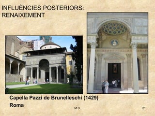 Capella Pazzi de Brunelleschi (1429) Roma INFLUÈNCIES POSTERIORS:  RENAIXEMENT   