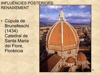 Cúpula de Brunelleschi (1434) Catedral de Santa Maria dei Fiore, Florència INFLUÈNCIES POSTERIORS: RENAIXEMENT   