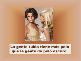 La gente rubia tiene más pelo
 que la gente de pelo oscuro.
 