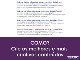 COMO?
Crie os melhores e mais
criativos conteúdos
 