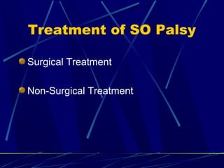 Treatment of SO Palsy
Surgical Treatment
Non-Surgical Treatment
 
