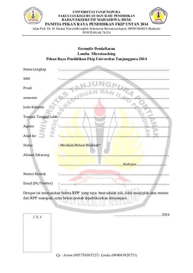 Surat undangan ketentuan serta formulir pendaftaran lomba 