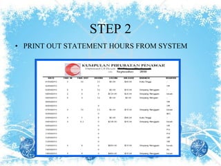 STEP 2 PRINT OUT STATEMENT HOURS FROM SYSTEM 