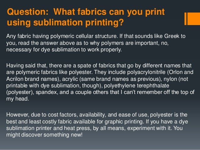 what fabric is used for sublimation printing