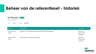 Beheer van de referentieset - historiek
 