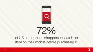 of US smartphone shoppers research an
item on their mobile before purchasing it.
Source: Nielsen
72%
 