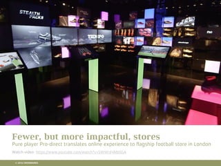 10 RETAIL TRENDS FOR 2016
Fewer, but more impactful, stores
Pure player Pro-direct translates online experience to ﬂagship football store in London
Watch video: https://www.youtube.com/watch?v=SWWrd4M6SGA
© 2016 CROSSMARKS
 