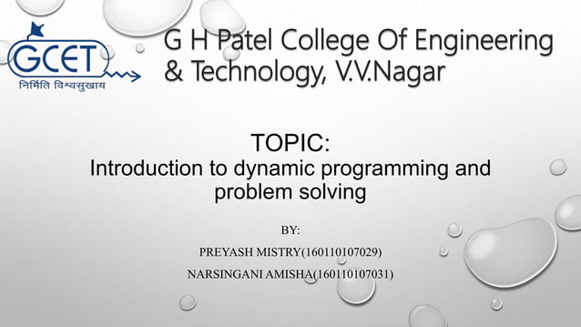 Introduction to dynamic programming