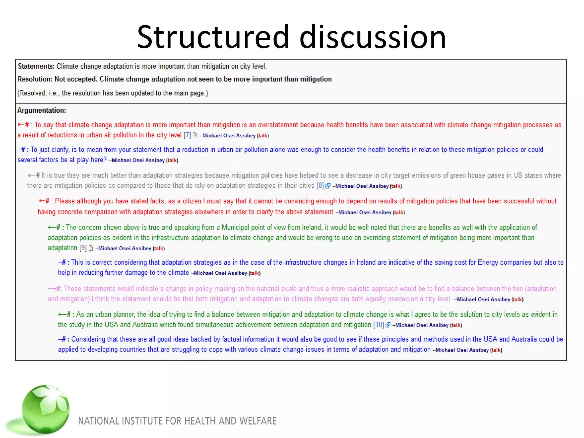 Structured discussion
 