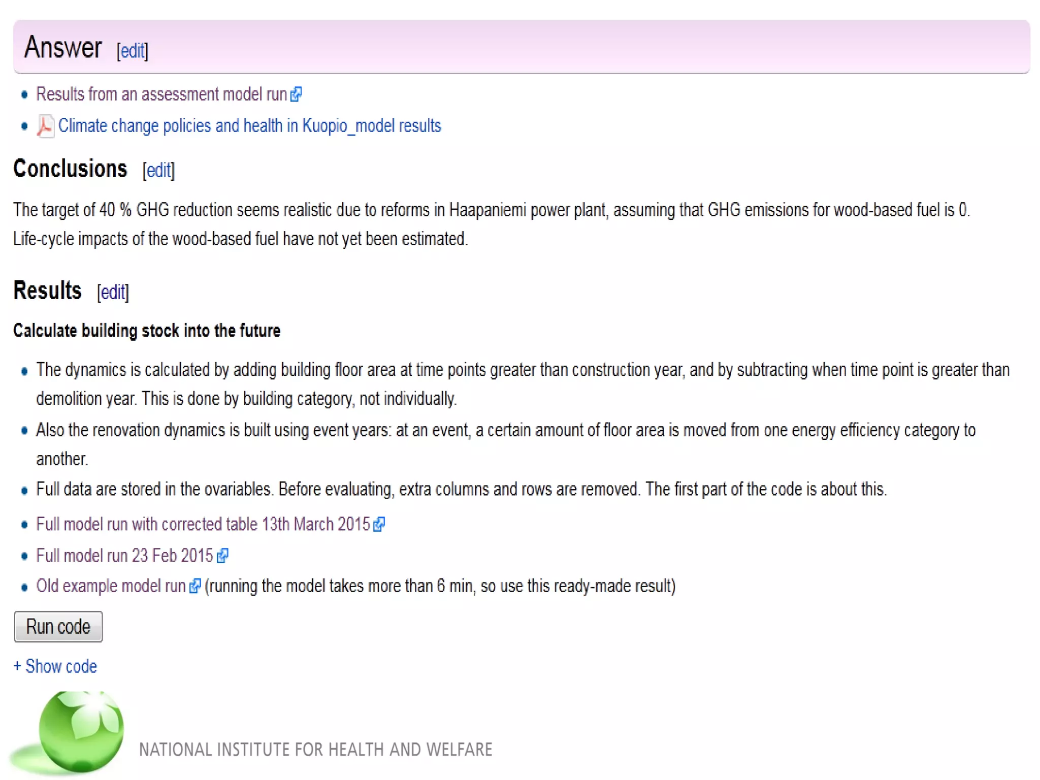 Assessment interface
 