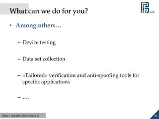 The Biometric Unit of PRA Lab @ University of Cagliari | PDF