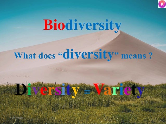 Biodiversity
What does “diversity” means ?
Diversity = Variety
505/02/2019
 