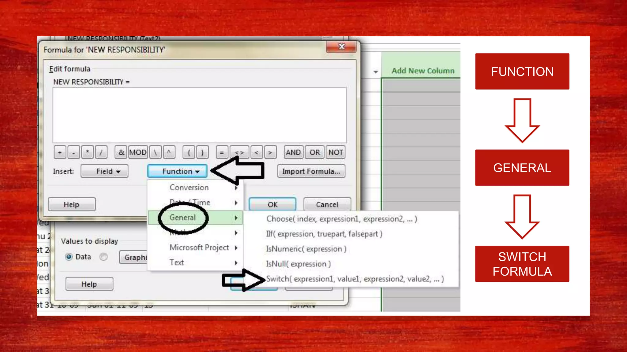 FUNCTION
GENERAL
SWITCH
FORMULA
 