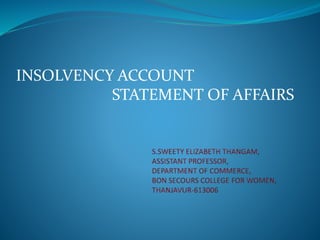 INSOLVENCY ACCOUNT
STATEMENT OF AFFAIRS
 