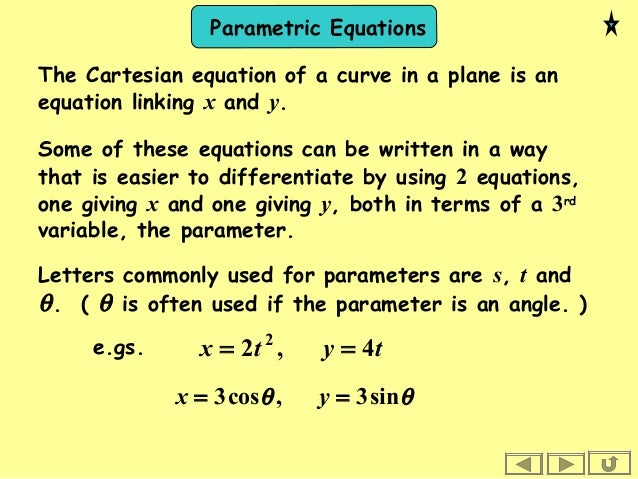 1602 parametric equations write parametric equations in cartesian form