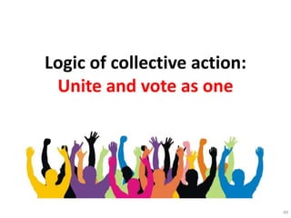 Logic of collective action:
Unite and vote as one
49
 