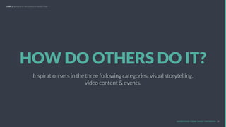 HOW DO OTHERS DO IT?
Inspiration sets in the three following categories: visual storytelling,
video content & events.
UNDERSTAND TODAY. SHAPE TOMORROW. 11
LHBS // SNAPSHOT: INFLUENCER MARKETING
 