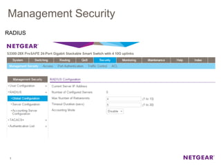 Management Security
7
RADIUS
 