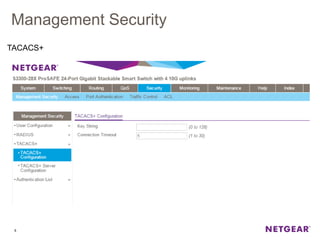 Management Security
8
TACACS+
 