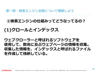 Copyright©2007-2016 Nyle Inc. All Rights Reserved. Tel：03-6409-6766 お問い合わせ：http://ml.seohacks.net/semnarpdfConfidential
第一部：
よくあるSEOを行う際の間違った認識
 