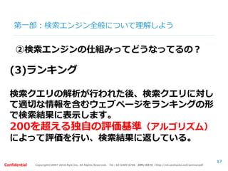 Copyright©2007-2016 Nyle Inc. All Rights Reserved. Tel：03-6409-6766 お問い合わせ：http://ml.seohacks.net/semnarpdfConfidential
第一部：よくあるSEOを行う際の間違った認識
ここで6つ、皆さんへ質問です
※答えられる内容がいくつあるか
心の中で確認してみてください
17
 