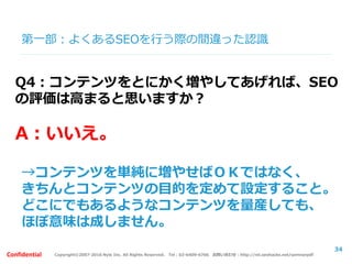 Copyright©2007-2016 Nyle Inc. All Rights Reserved. Tel：03-6409-6766 お問い合わせ：http://ml.seohacks.net/semnarpdfConfidential
第二部：サイトタイプ別の役割
(1)コーポレートサイトの役割
34
 