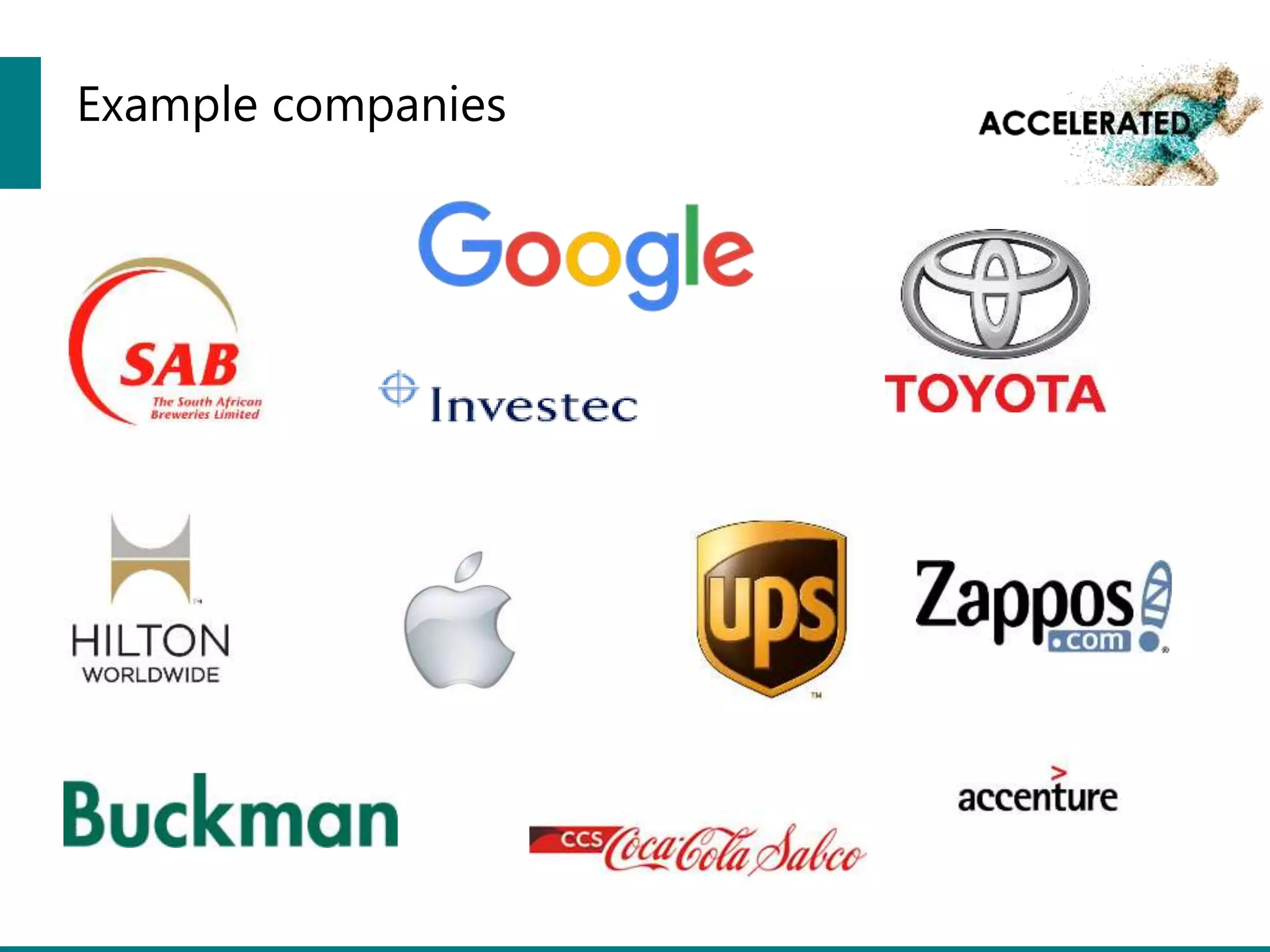 Example companies
 