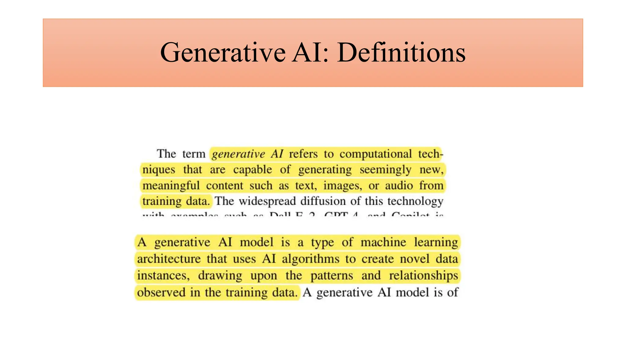 Generative AI: Definitions
 