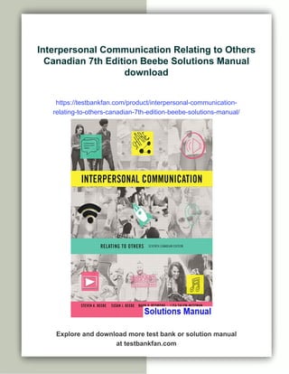 Interpersonal Communication Relating to Others Canadian 7th Edition ...