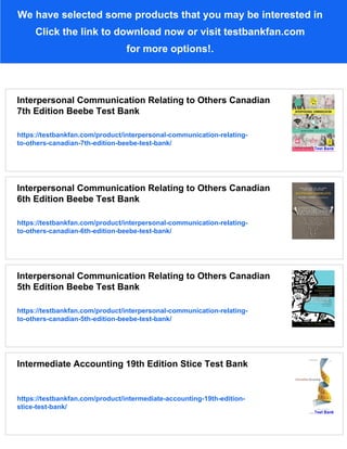 Interpersonal Communication Relating to Others Canadian 7th Edition ...