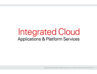 Copyright	
  ©	
  2015,	
  Oracle	
  and/or	
  its	
  aﬃliates.	
  All	
  rights	
  reserved.	
  	
  |	
   Deep	
  Dive:	
  Data	
  Pump	
  Performance	
  Tips	
  &	
  Tricks	
  
 
