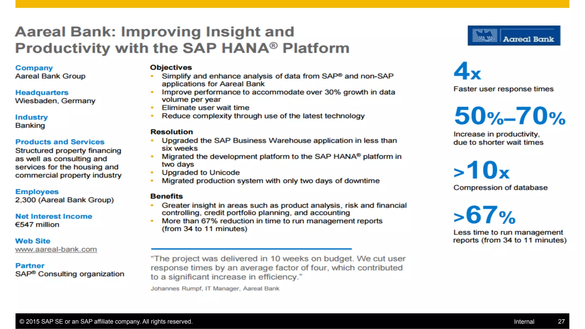 ©  2015 SAP SE or an SAP affiliate company. All rights reserved. 27Internal
Koehler
 