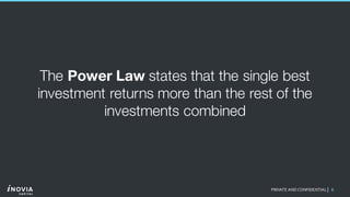 6PRIVATE AND CONFIDENTIAL|
The Power Law states that the single best
investment returns more than the rest of the
investments combined
 