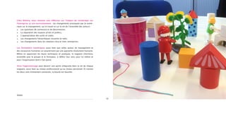 Chez Bilance, nous menons une réflexion sur l’impact du numérique sur
l’entreprise et son environnement : les changements provoqués par le numé-
rique sur le management, sur le travail et sur la vie de l’ensemble des acteurs :
•	 Les questions de connexion et de déconnexion,
•	 La séparation des espaces privés et publics,
•	 L’appropriation des outils et codes,
•	 Les changements hiérarchiques ressentis et réels,
•	 Les changements dans les relations intra et inter-entreprises.
Les formations numériques aussi bien que celles autour du management et
des ressources humaines se caractérisent par une approche résolument humaine.
Même en apprenant les bases techniques et pratiques, le stagiaire cherchera,
ensemble avec le groupe et le formateur, à définir leur sens pour lui-même et
pour l’organisation dont il fait partie.
Ainsi l’apprentissage peut devenir une partie intégrante dans la vie de chaque
stagiaire, aussi bien au niveau professionnel qu’au niveau personnel. Et comme
les deux sont intimement connectés, la boucle est bouclée.
Vision
10
 