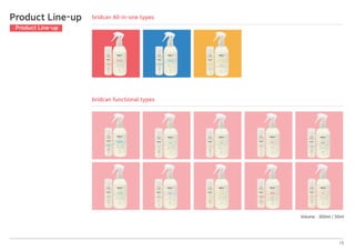 bridcan All-in-one types
bridcan functional types
Volume : 300ml / 50ml
Product Line-up
Product Line-up
13
 