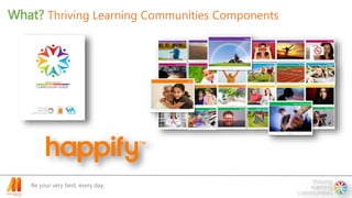 Be your very best, every day.
What? Thriving Learning Communities Components
 