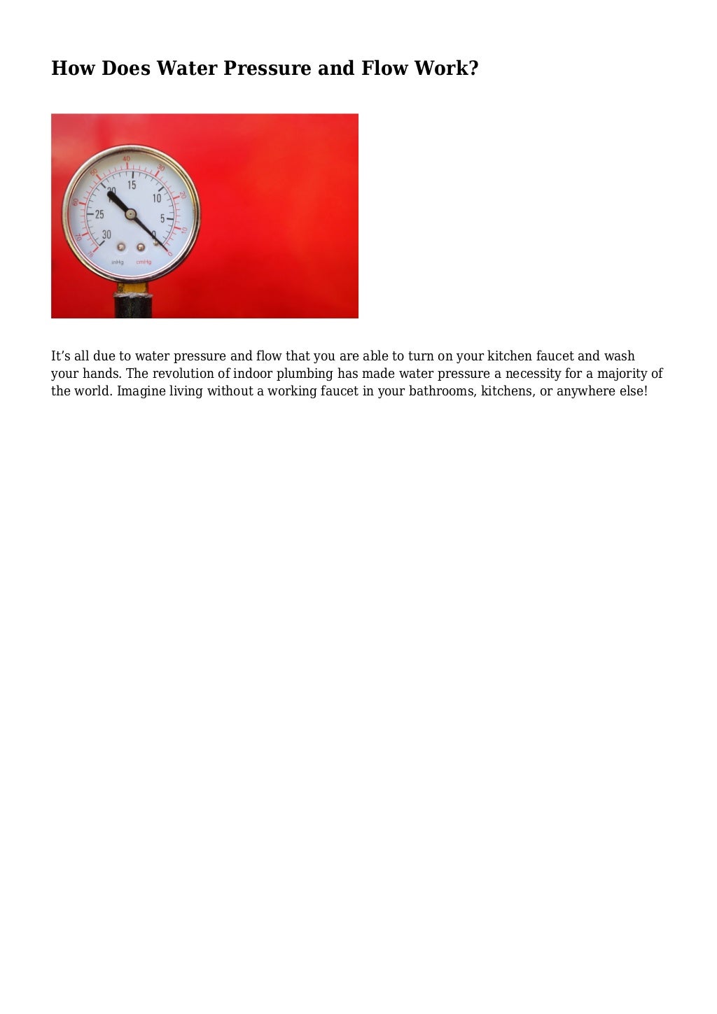 How Does Water Pressure and Flow Work?